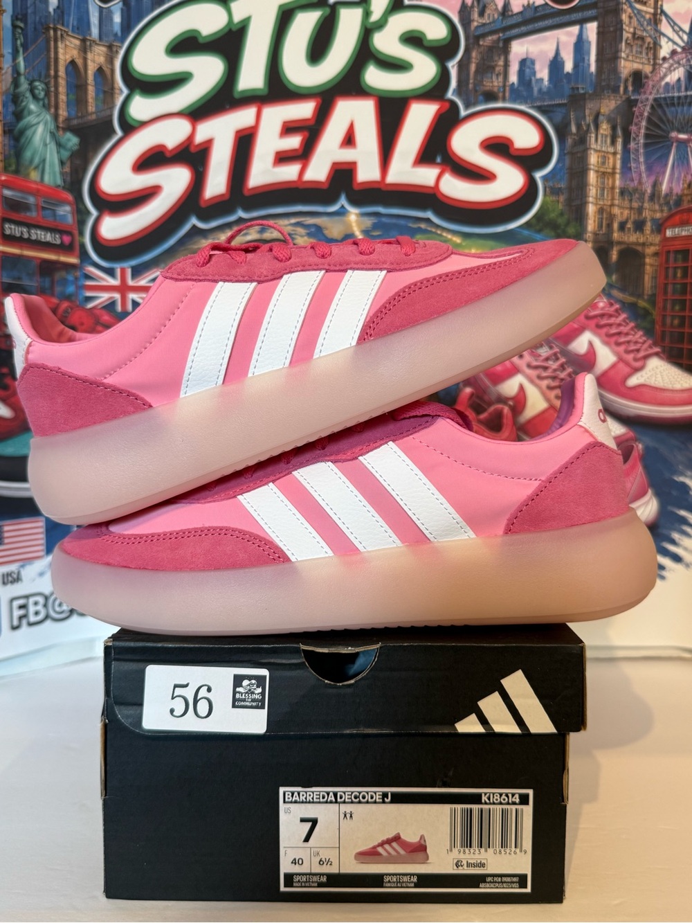 adidas Kids Pink and White Casual Sneakers